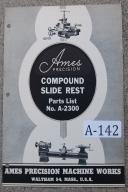 Ames-Ames Bench Lathe No. A-2300 Compound Slide Parts List-A-2300-01